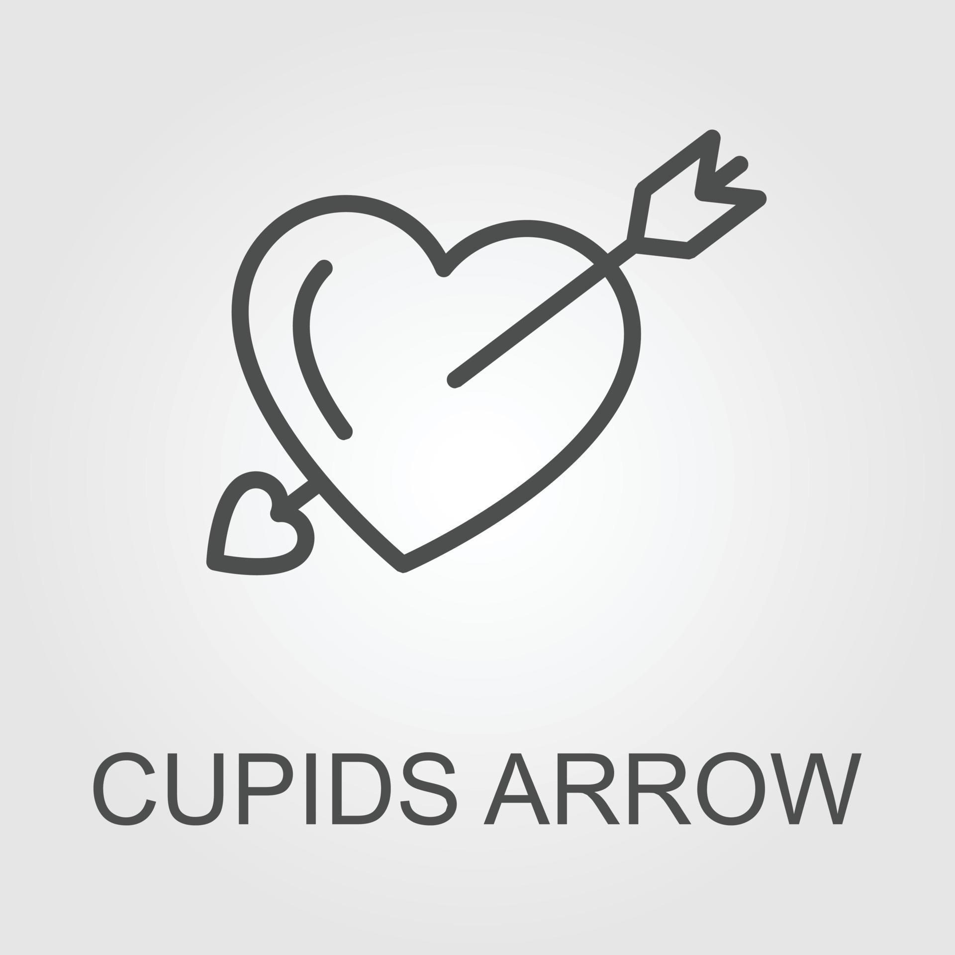 Heart vector icon. Love symbol. Valentine’s Day sign. Cupid’s arrow. Hand drawn doodle. Love sign. Heart with arrow Stock Free