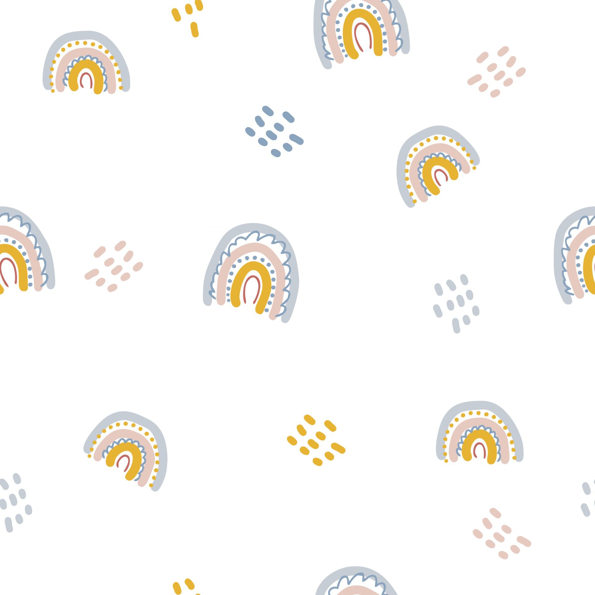 Pastel color seamless pattern rainbows and drops Free Vector