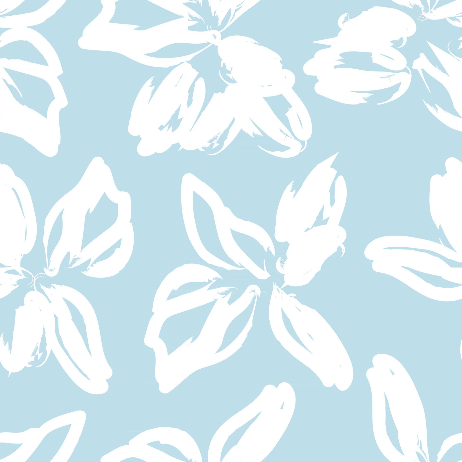 Sky blue Botanical Floral Seamless Pattern Background Free Vector