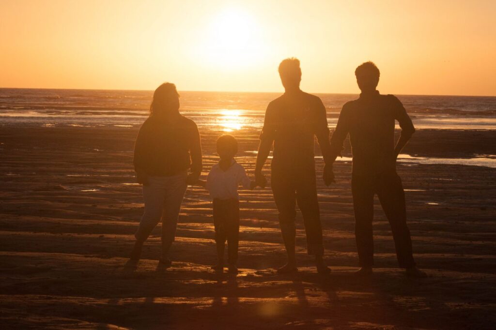 Family Beach Sunset Stock Free