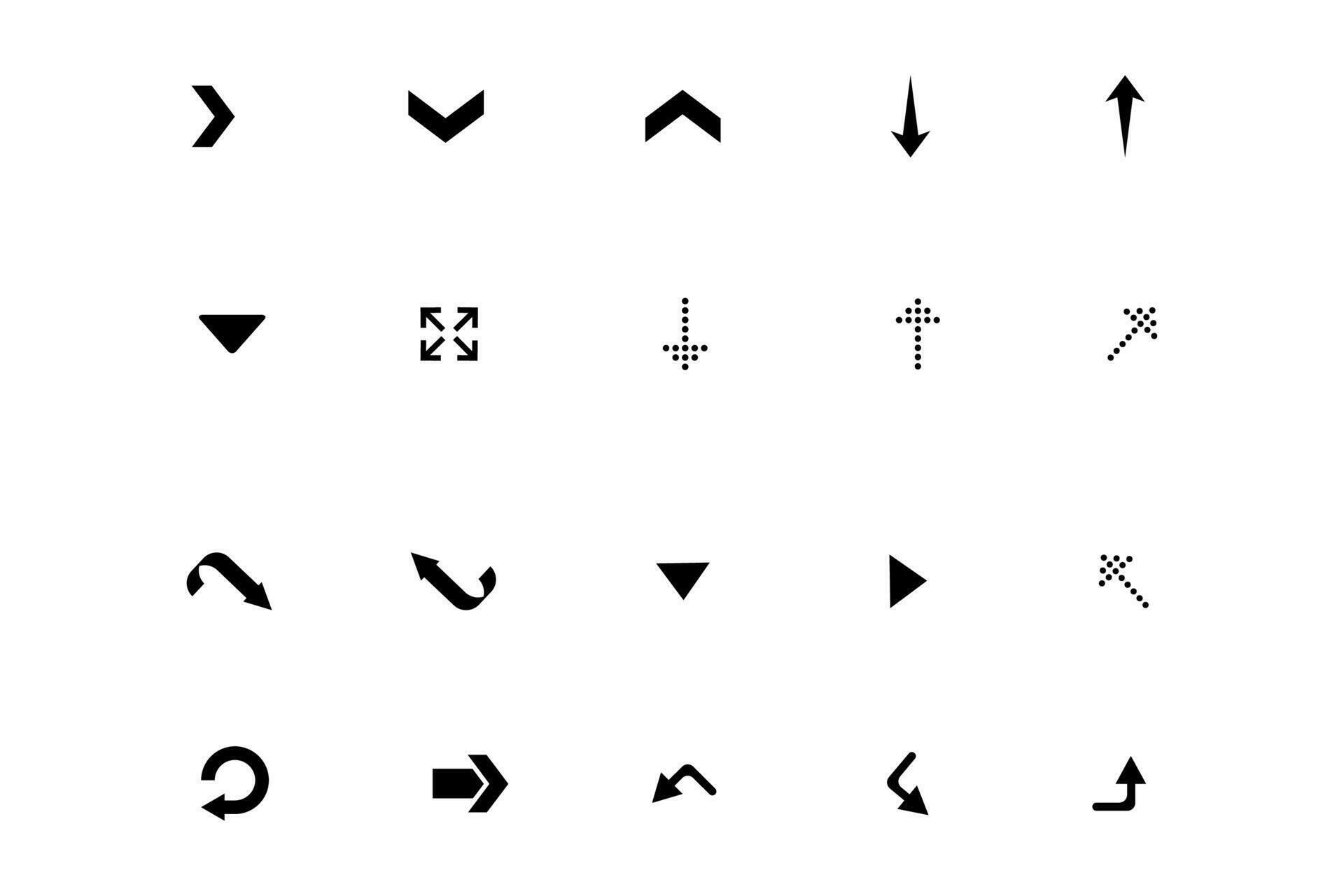 Free vector arrow icon set black. Illustrator icon collection arrow. Stock Free