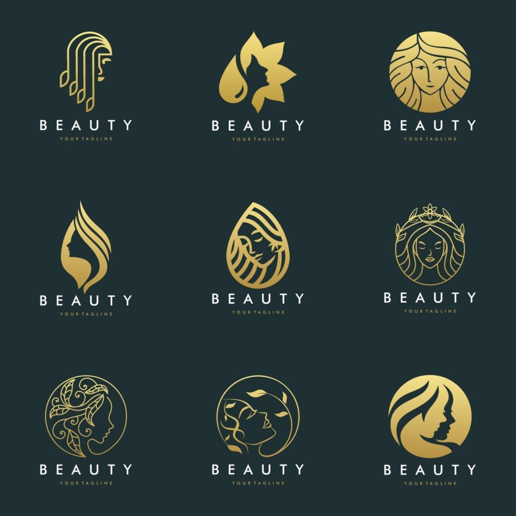 set of women’s hair salon logo vector icon illustration designs Stock Free