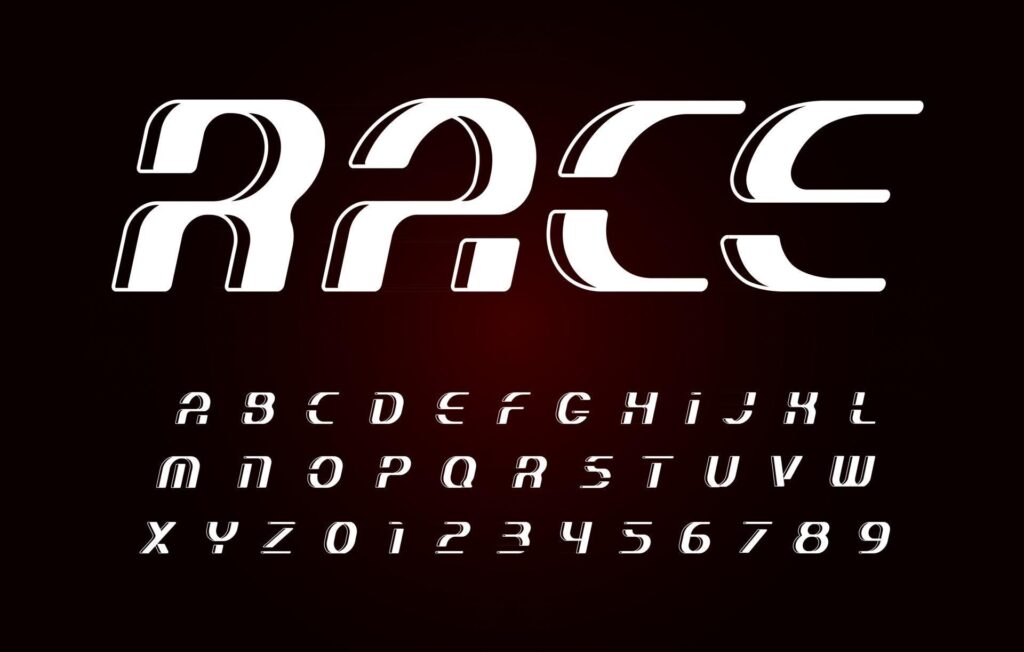 Italic bold font, vintage sport alphabet, race letters set, vector illustrations. Font monogram. Abstract geometric decorative letters. Simple logos. Stock Free