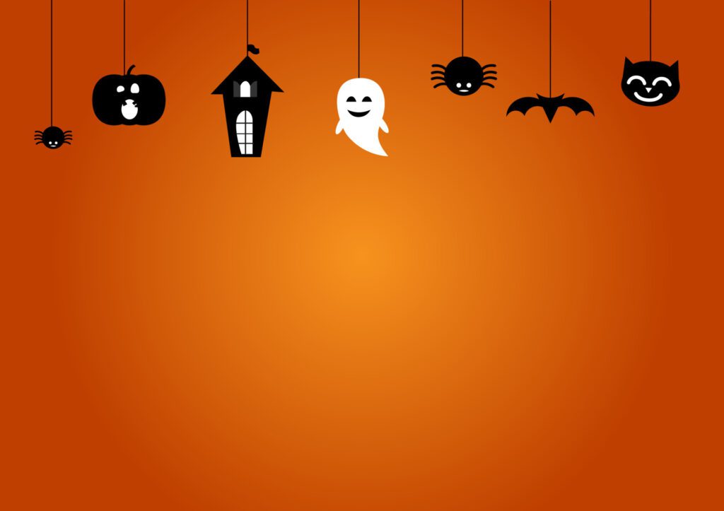 Cute vector set with halloween illustrations and icons set on blue background. Free Vector and Free SVG