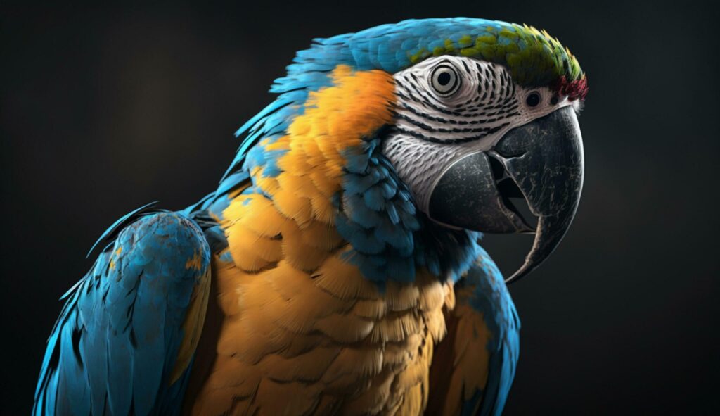 lovely and colorful blue and yellow macow parrot birds. AI Generative Free Photo