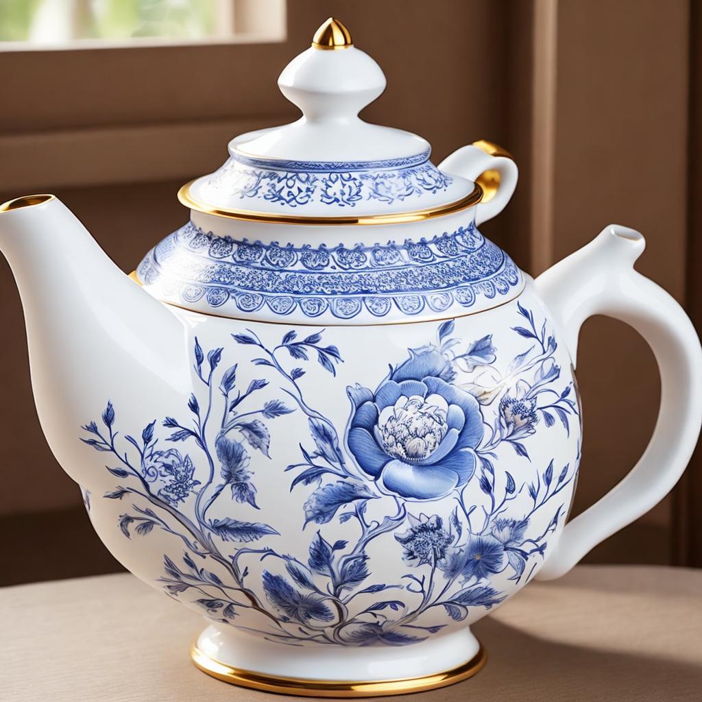 Porcelain teapot, intricate hand-painted by @ai_generated