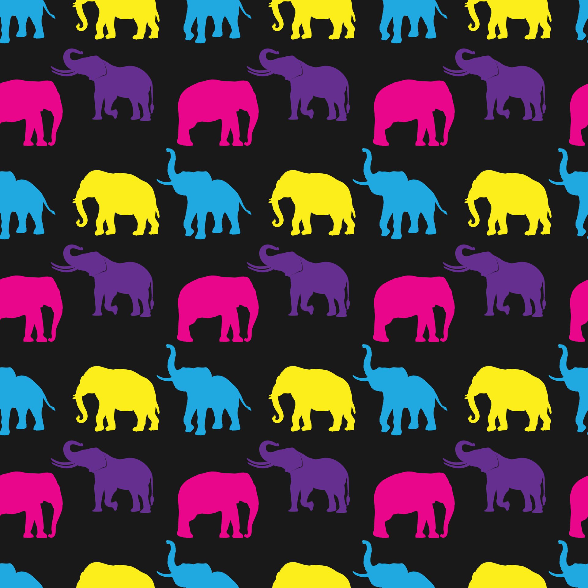 Pop Art Elephants Seamless Pattern Design Free Vector