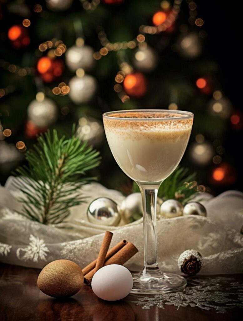 Christmas traditional drink Eggnog serve on the table Free Photo