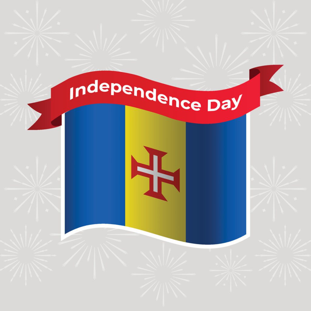 Madeira Wavy Flag Independence Day Banner Background Free Vector