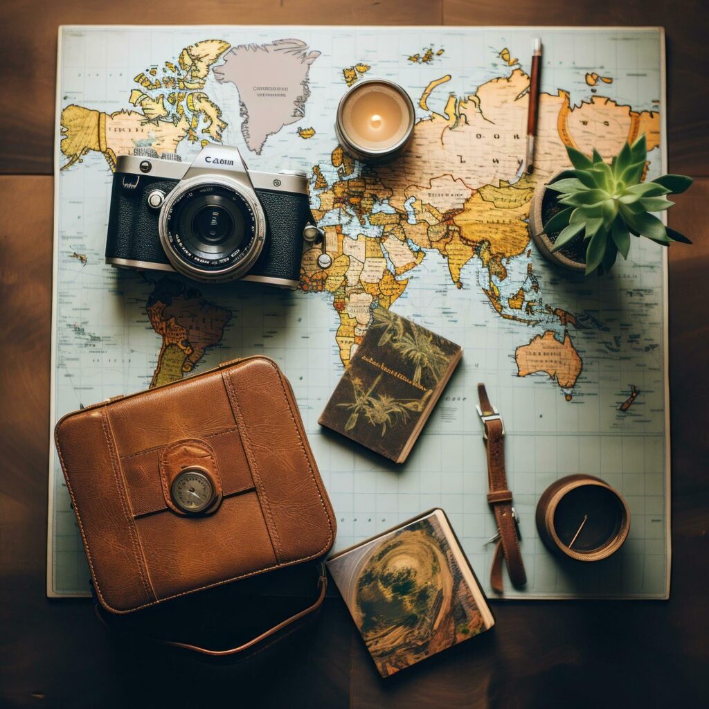 Travel inspiration. passports and luggage Stock Free