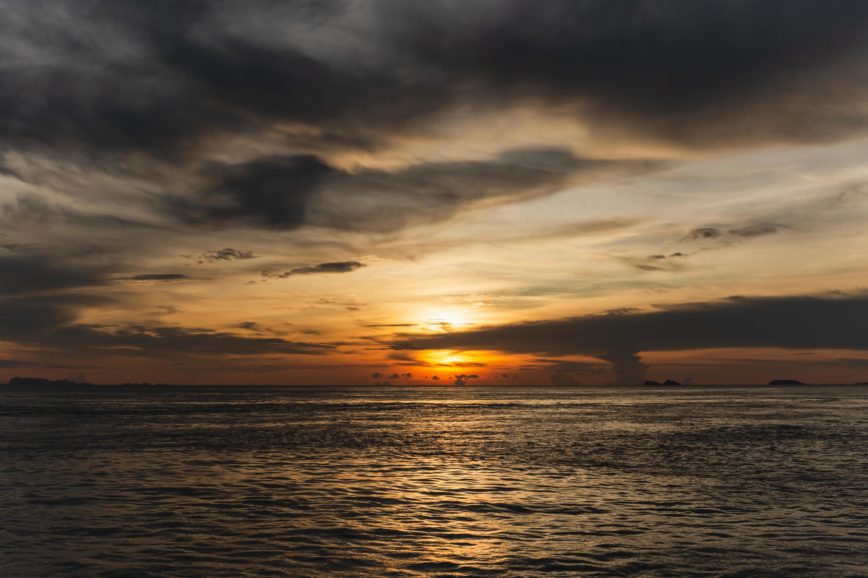 Beautiful natural sunset scene over the ocean. Stock Free