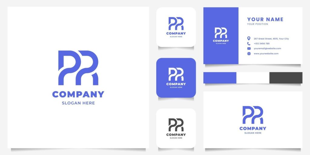 Simple and Minimalist Geometric Letter PR Logo with Business Card Template Stock Free