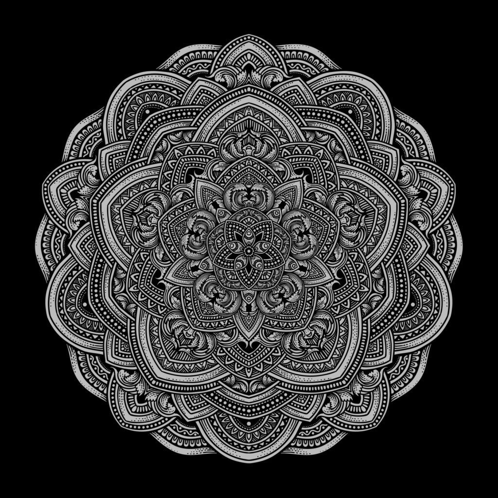 Beautiful floral pattern mandala art isolated on a black background – Eps 10 Free Vector