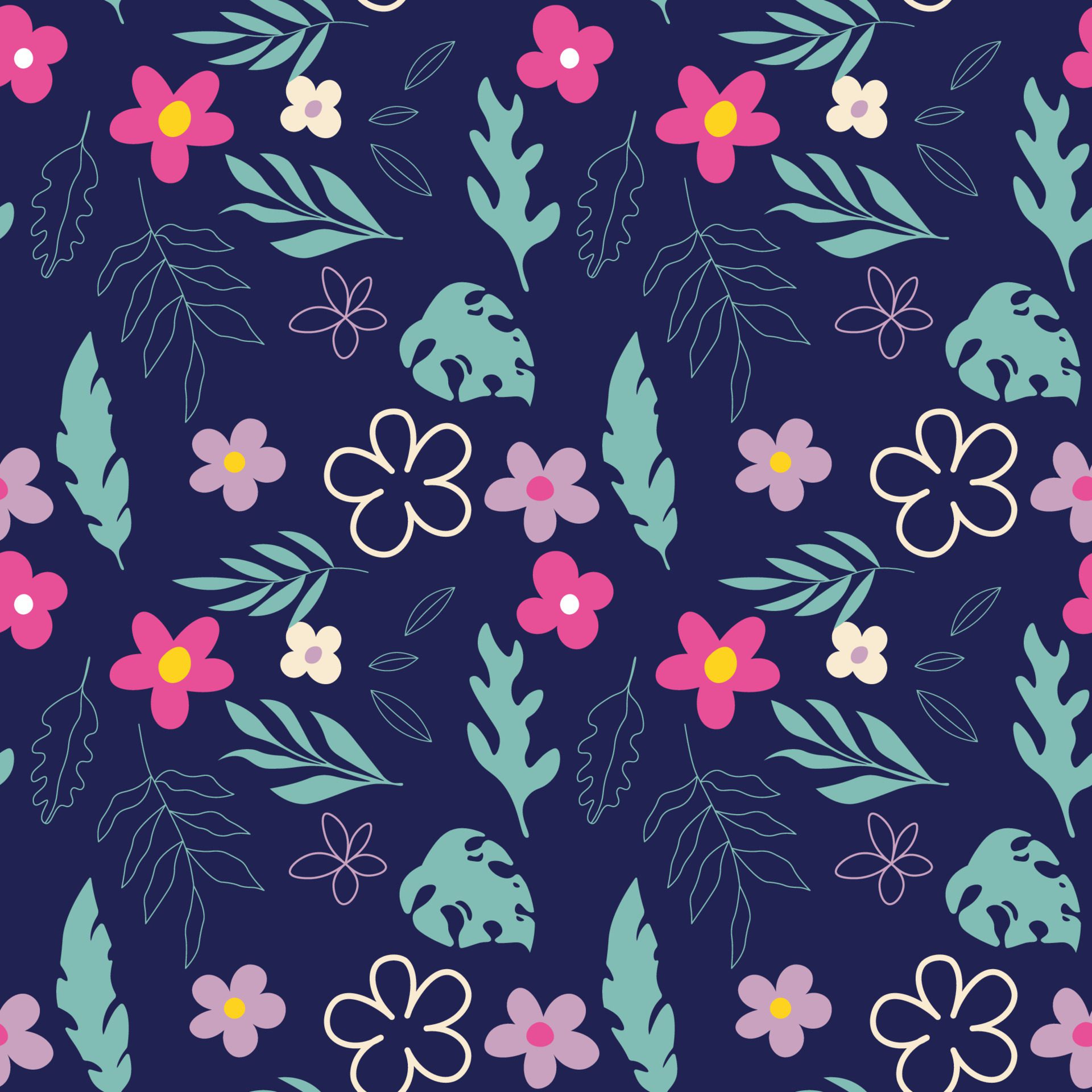 Floral shape seamless pattern. Free Vector