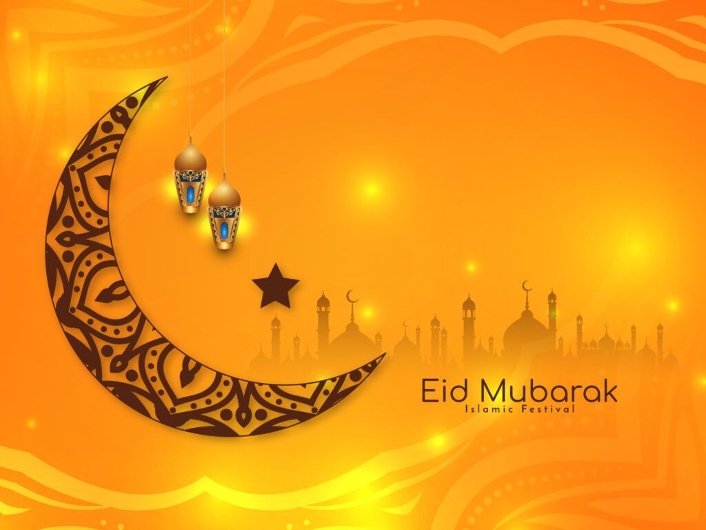 Eid Mubarak religious muslim festival decorative background design Free Vector