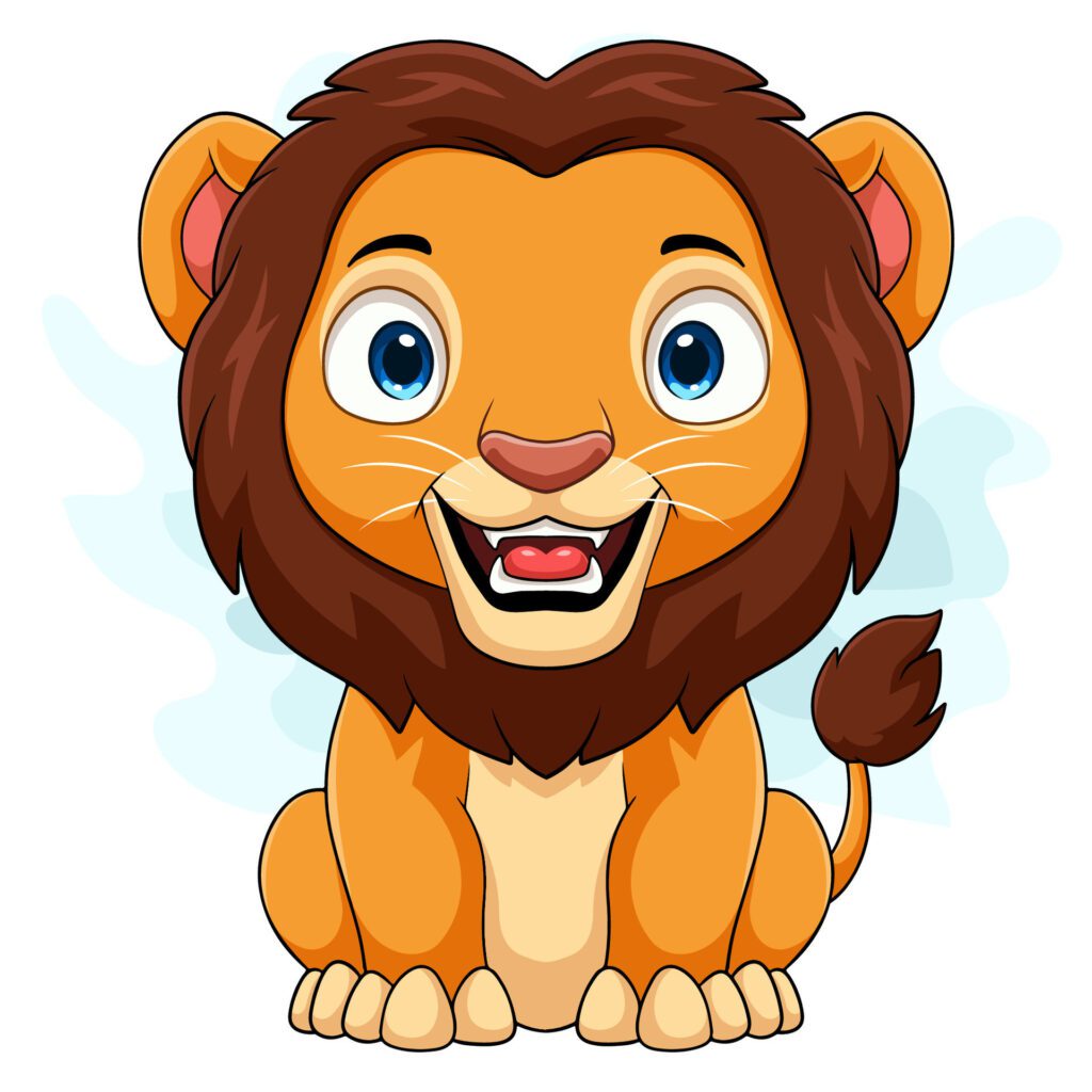 Cartoon funny lion on white background Free Vector