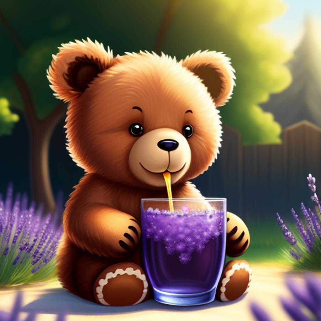 Cute Cartoon Bear drinking by @ai_generated