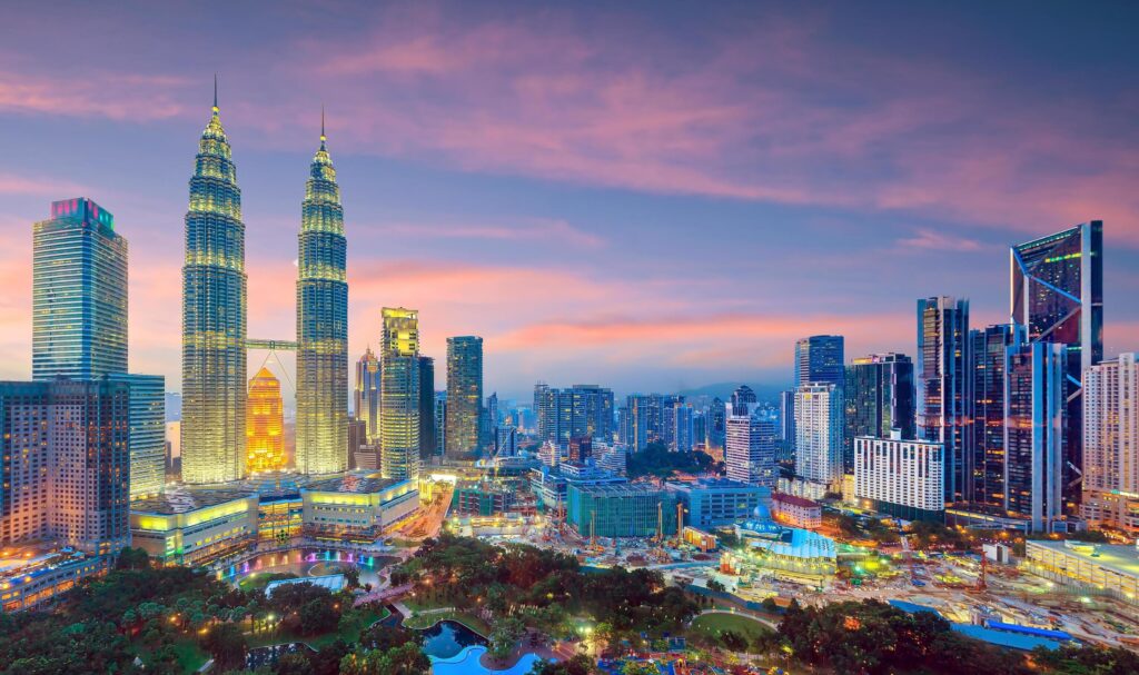 Kuala Lumper skyline at twilight Stock Free