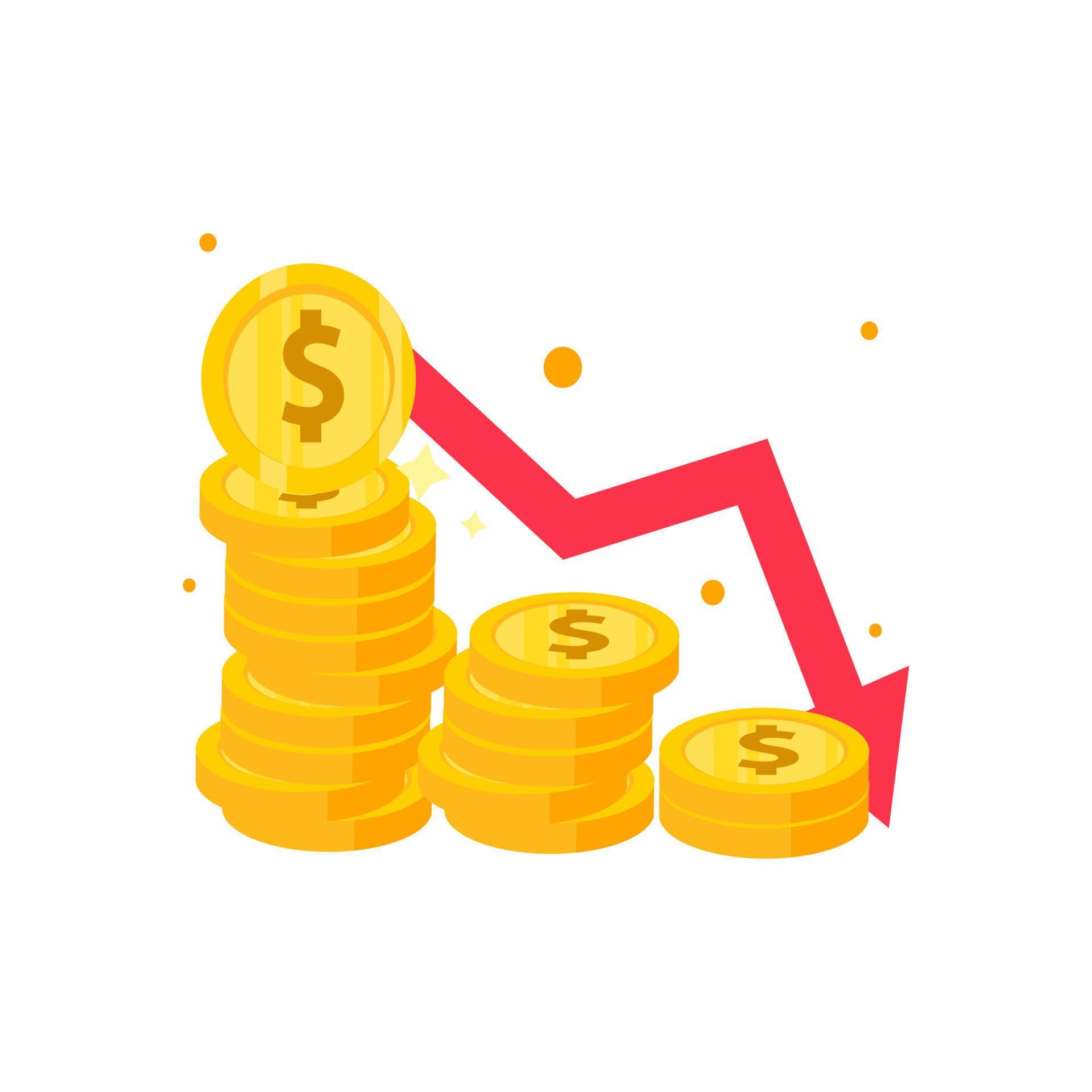 money coin sign dollar investment graph arrows vector illustration Stock Free