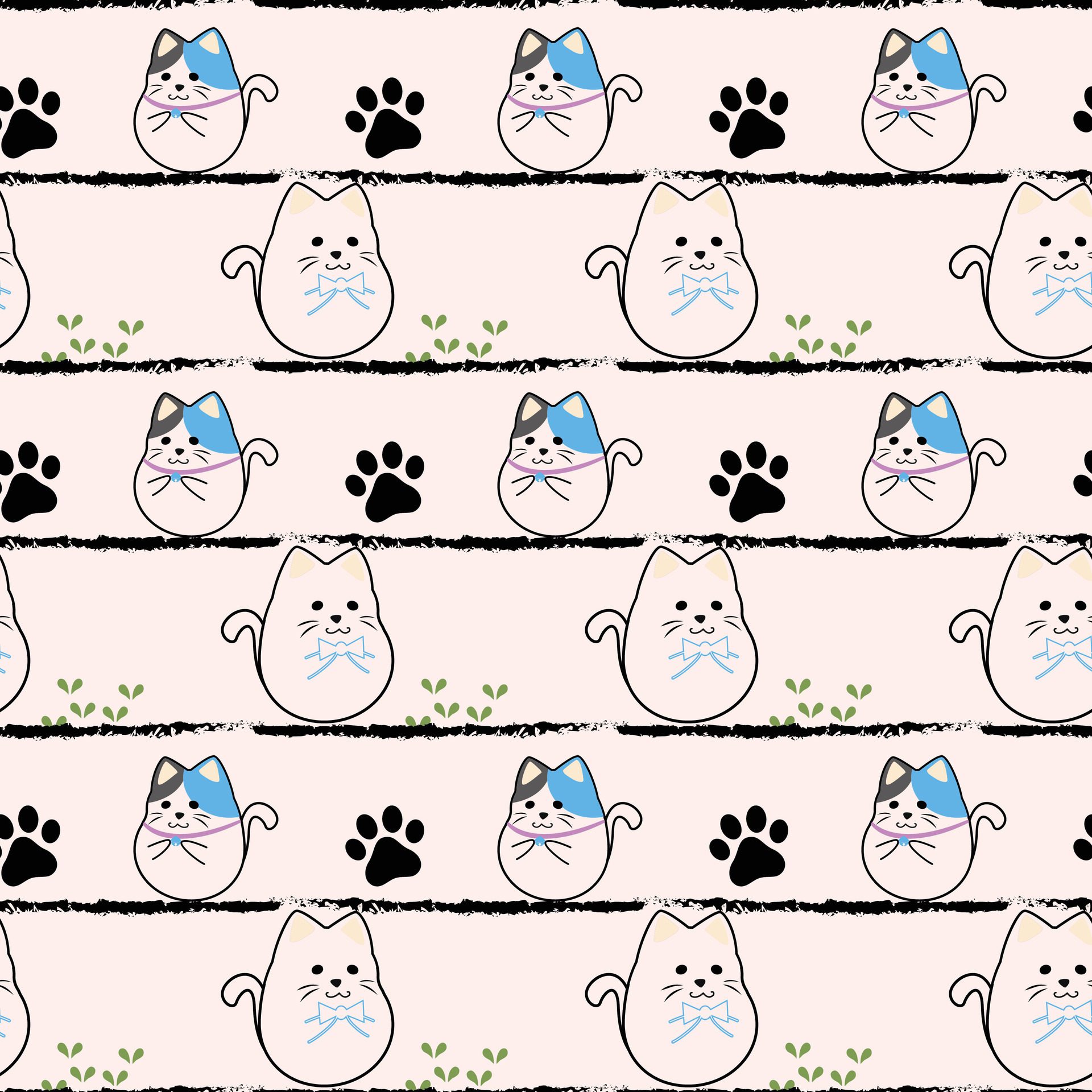 Doodle Bunny Seamless Pattern Design Free Vector