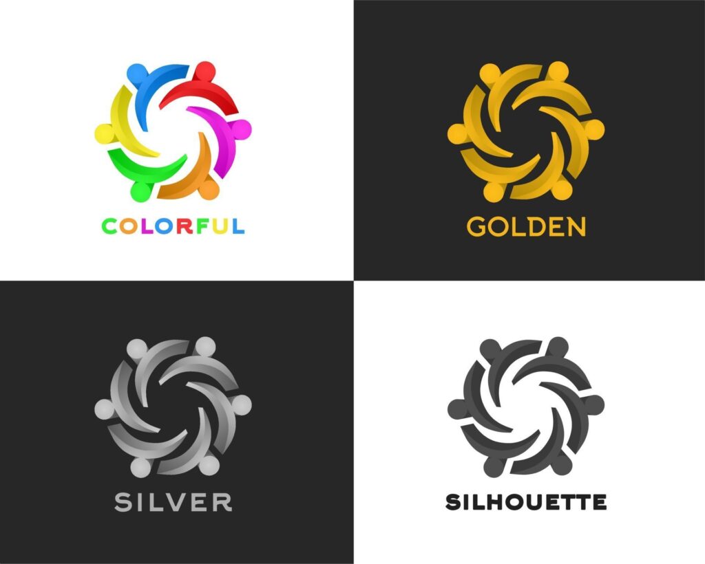 people logo template, 6 person circular design Stock Free