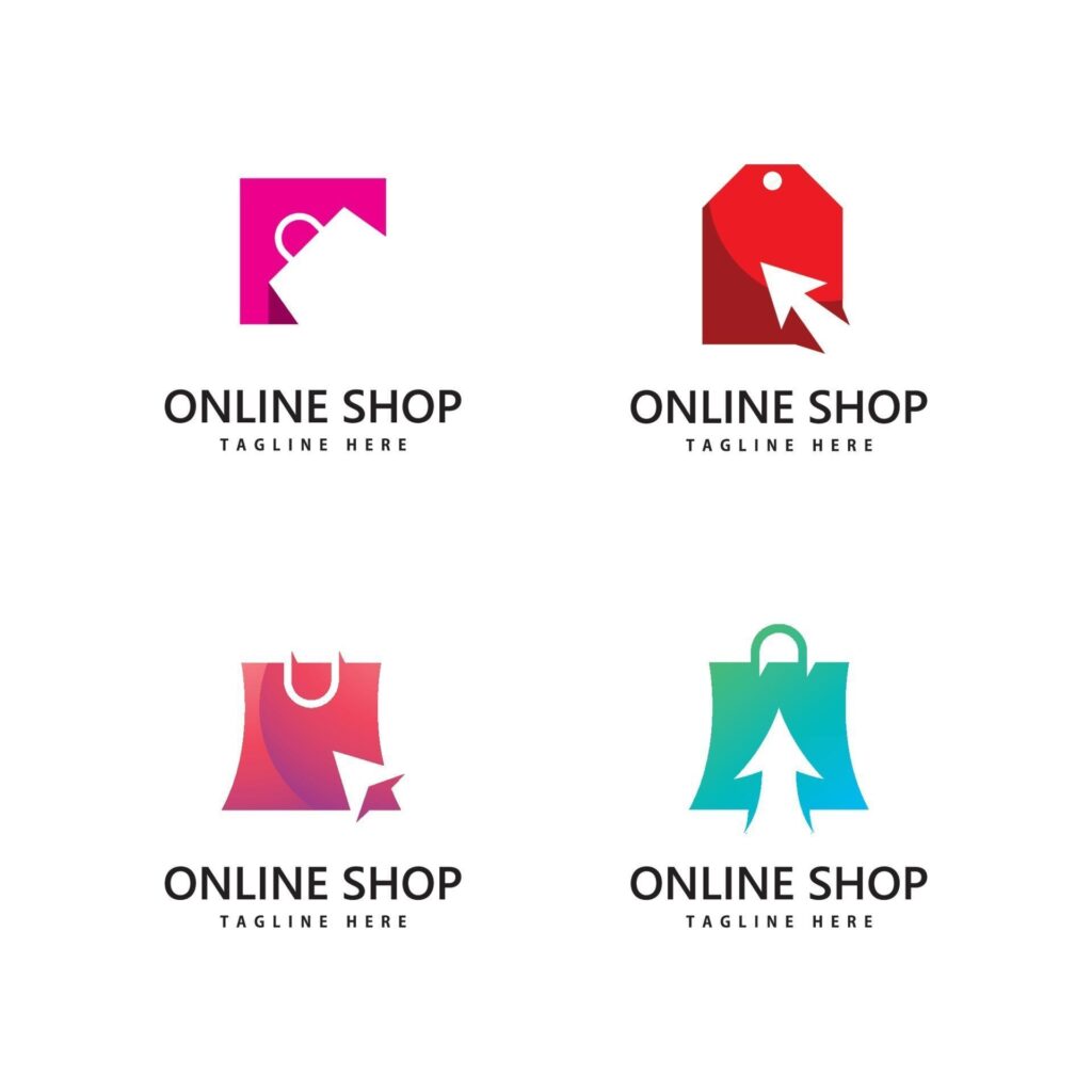 shopping bag store logo. online shopping logo design Stock Free