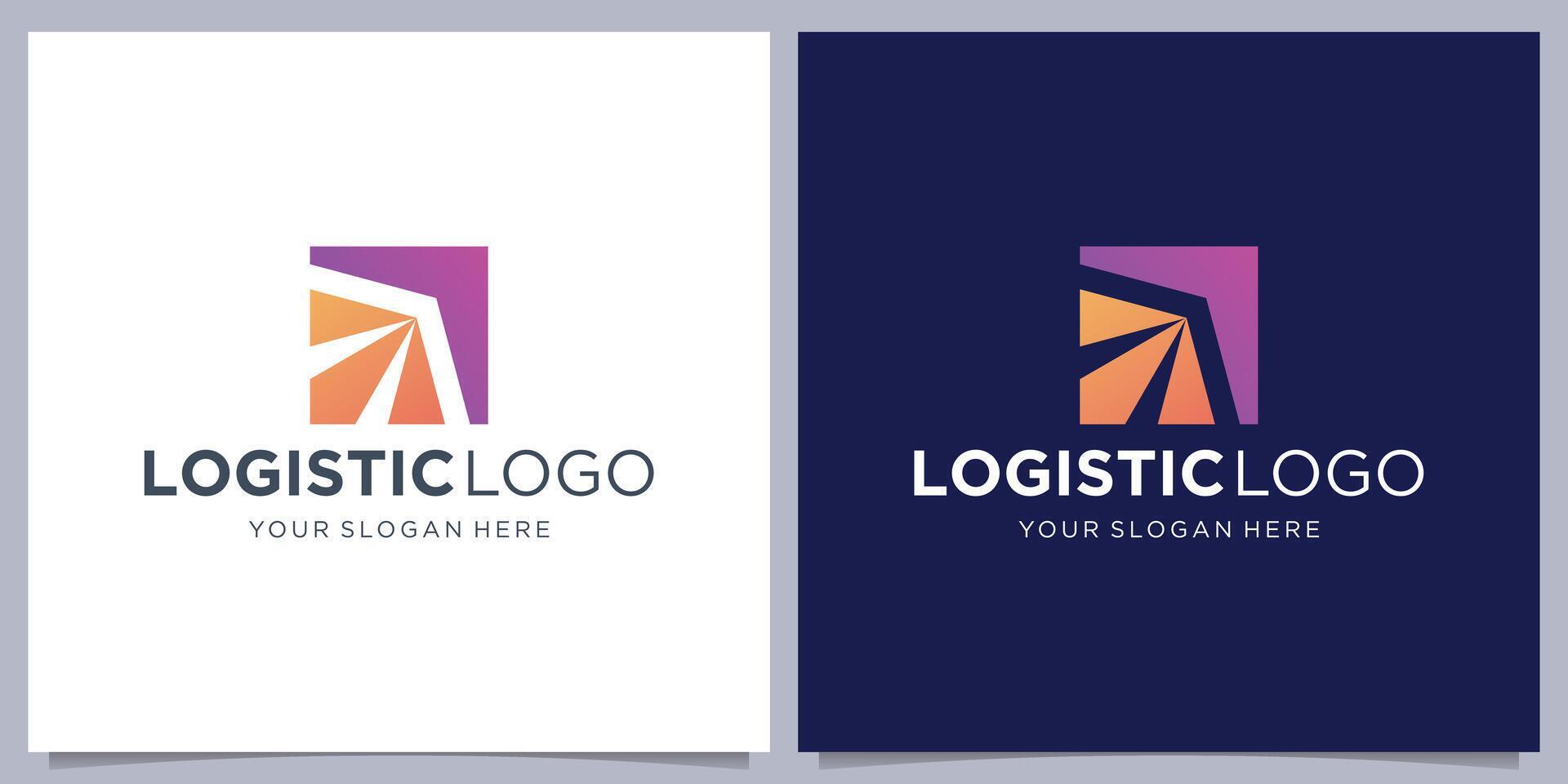 Logo for logistics and delivery company. right Arrow with negative space shape design. Stock Free