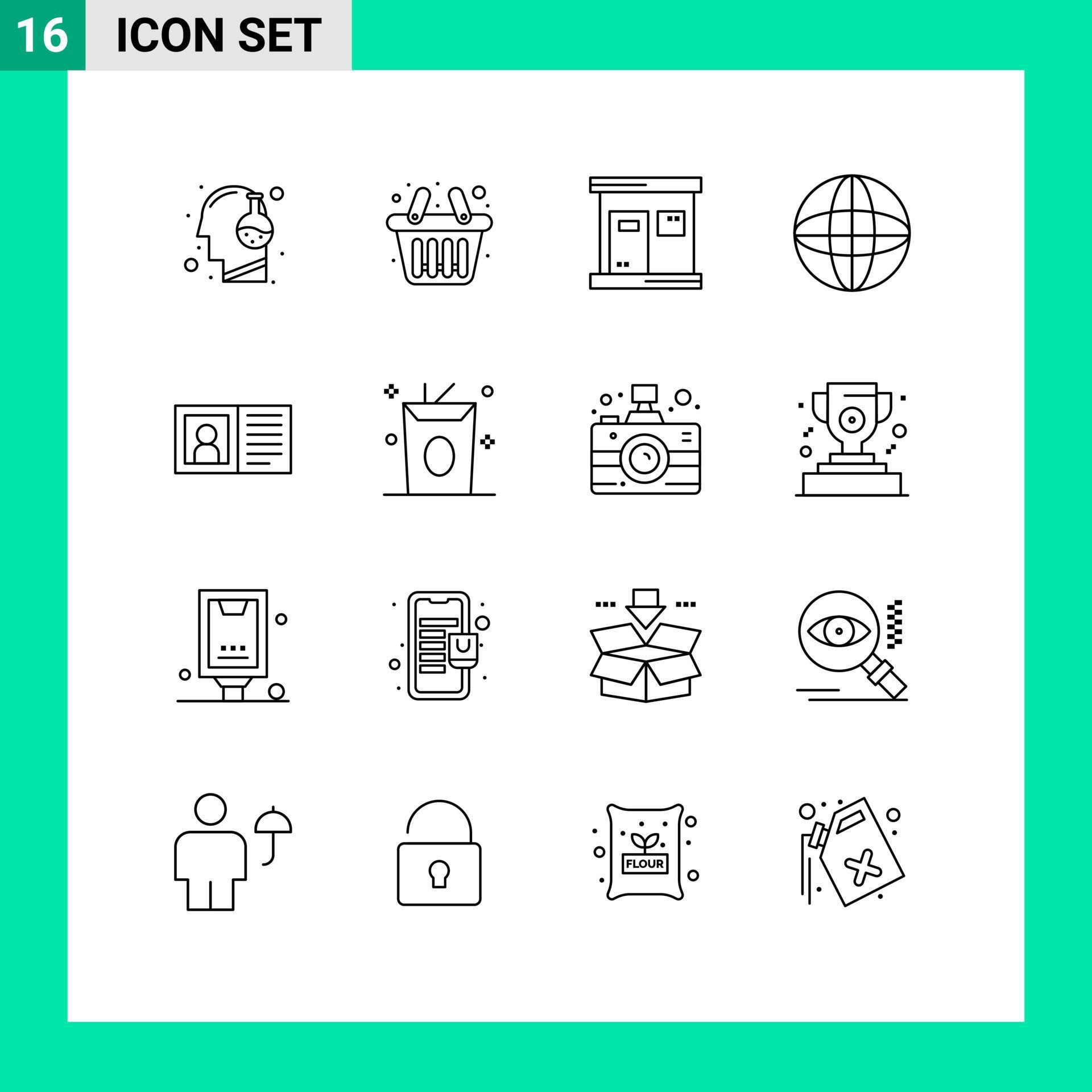 Universal Icon Symbols Group of 16 Modern Outlines of contact us communication hot world arrow Editable Vector Design Elements Stock Free