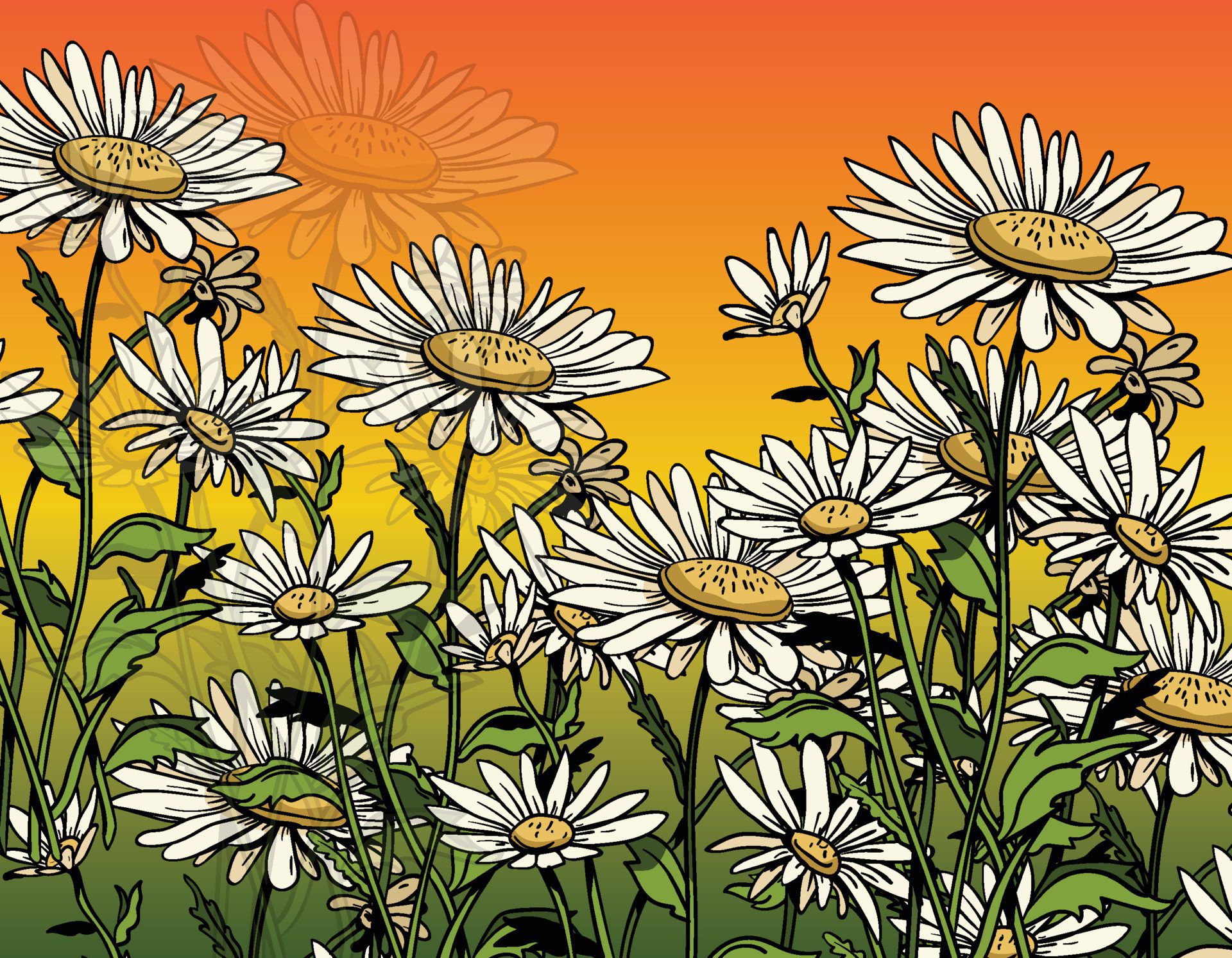 daisy pattern template classical handdrawn design Free Vector