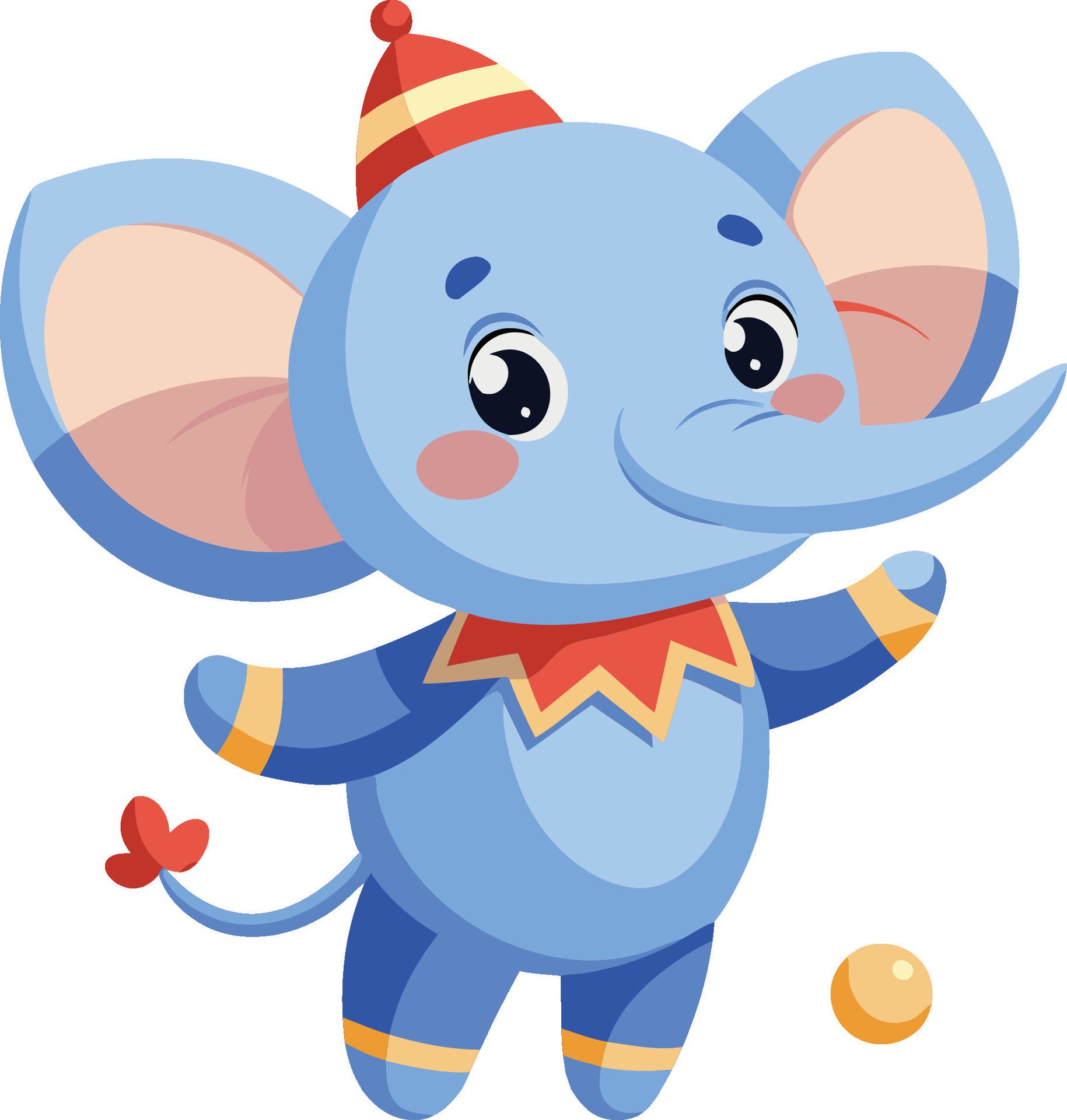 Cute and Cuddly Cartoon Baby Elephant, Playful Pachyderm Clipart. AI-generated. Free Vector