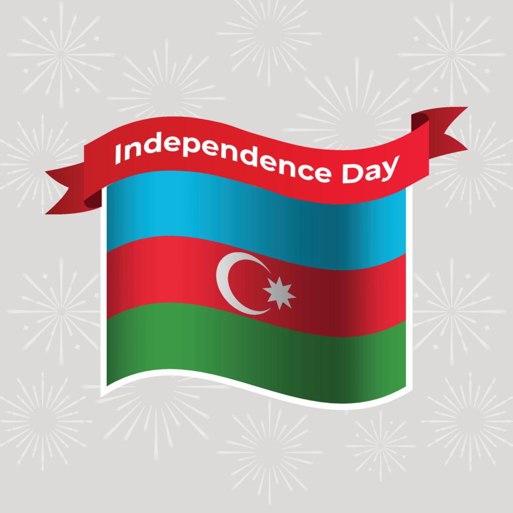 Azerbaijan Wavy Flag Independence Day Banner Background Free Vector