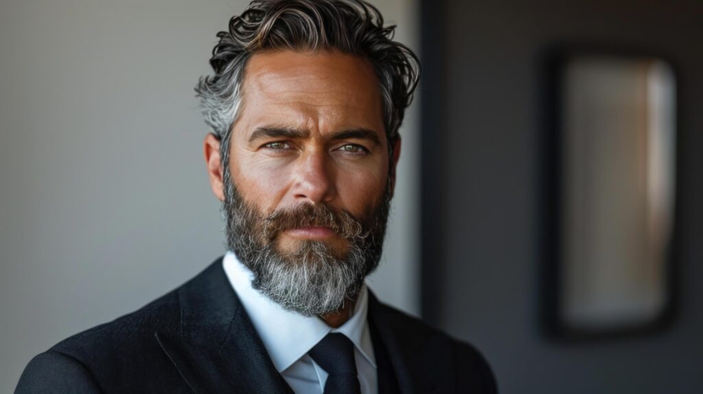 AI generated Man With Beard Wearing Suit and Tie Stock Free