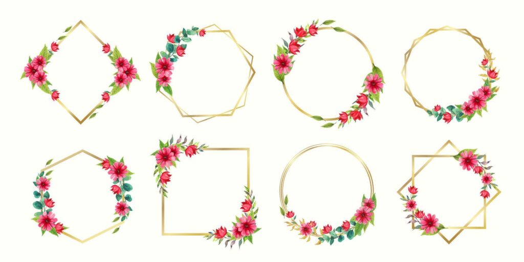 Beautiful set of-watercolor floral frames for wedding monogram logo and branding logo design Stock Free and Free SVG