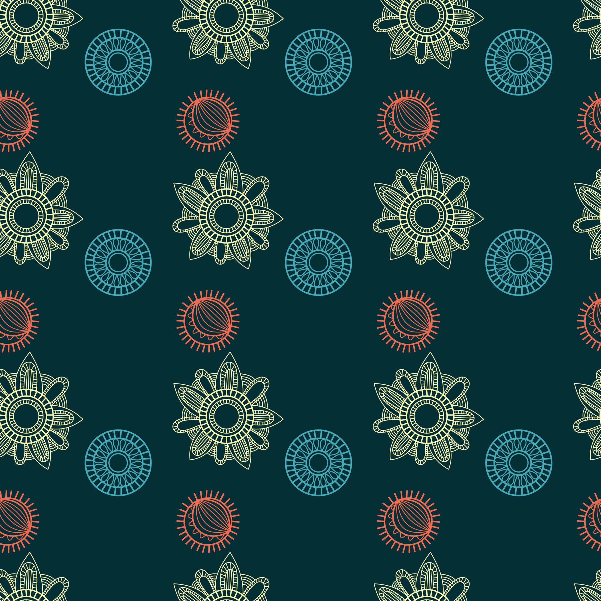 Circle Paisleys Seamless Pattern Design Free Vector