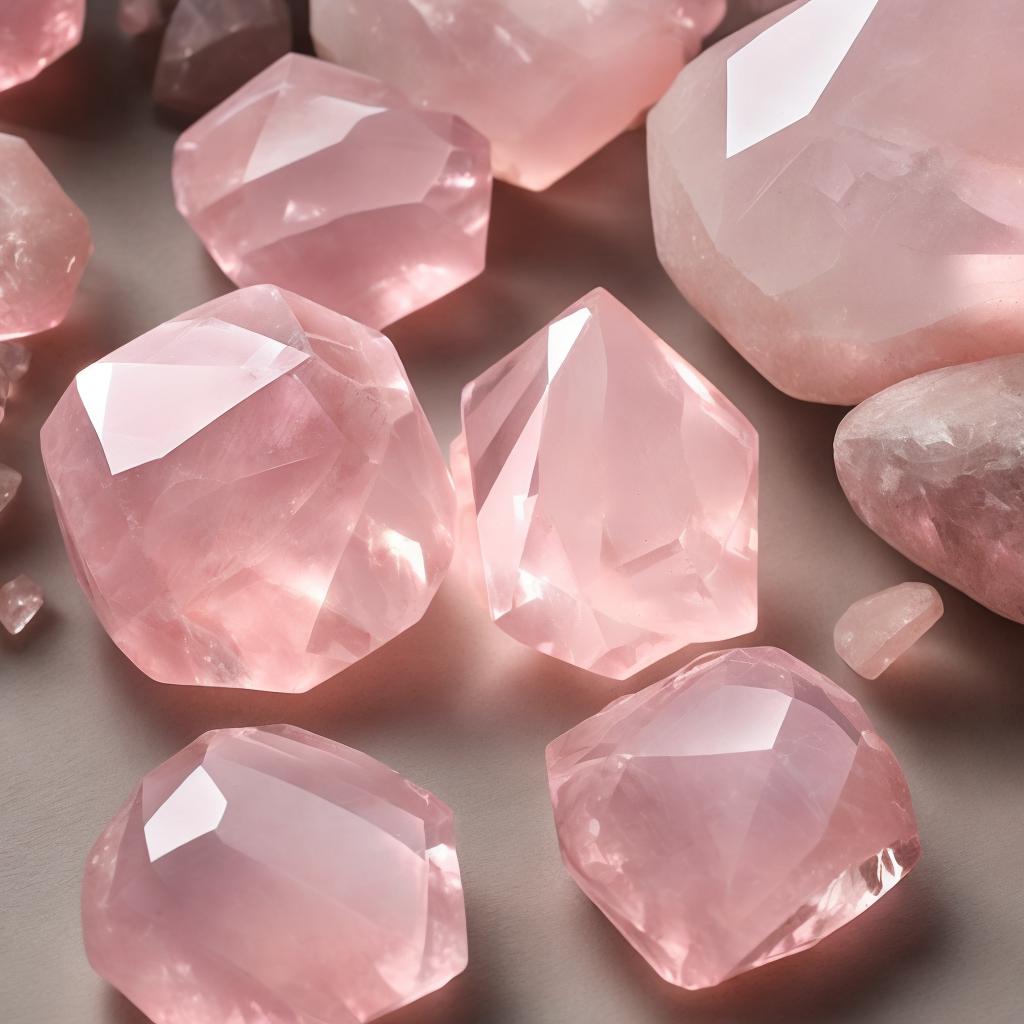 Rose quartz crystals, delicate by @ai_generated