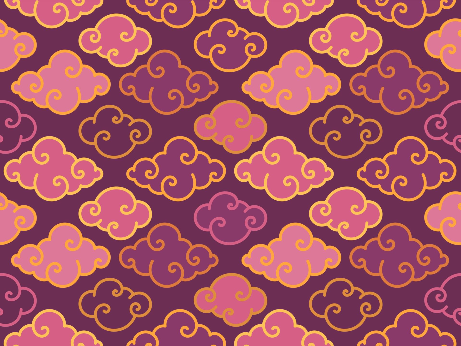 Purple traditional oriental chinese clouds seamless pattern Free Vector