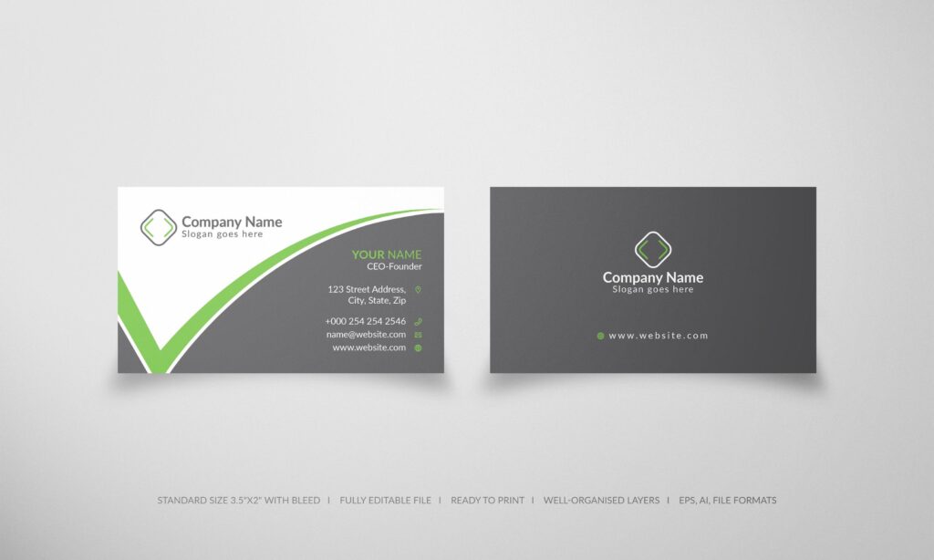 Modern green check simple business card Stock Free