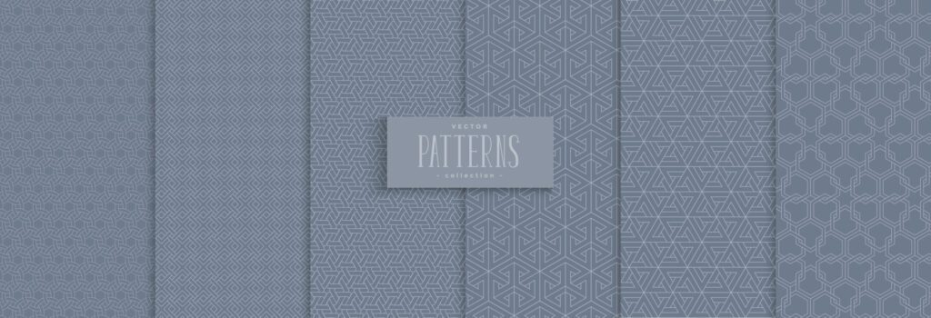 Set of geometric pattern blue background Free Vector