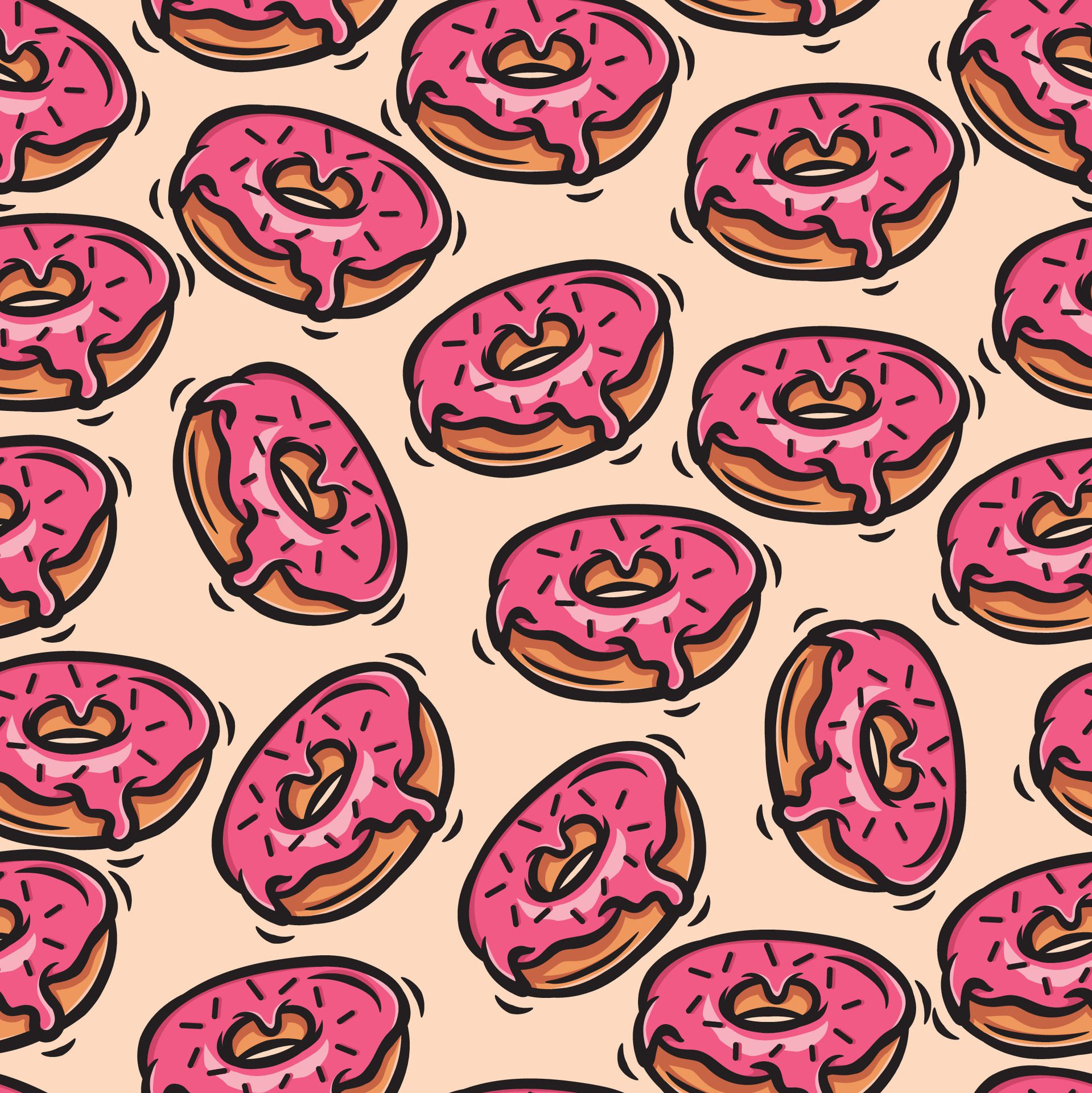 doughnut seamless pattern hand drawn collection Free Vector