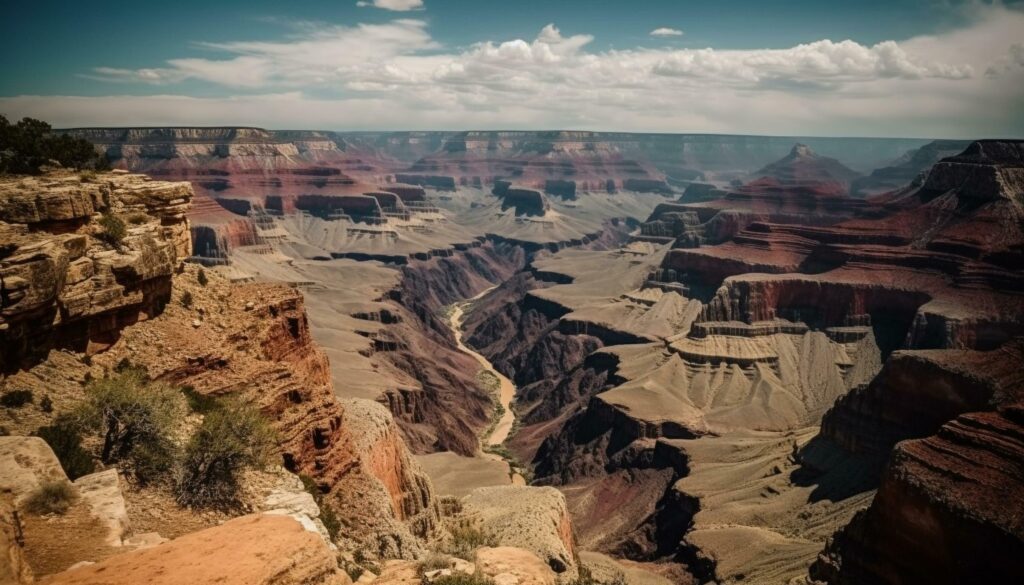 Majestic sandstone cliff eroded by nature beauty in southwest landscape generated by AI Stock Free