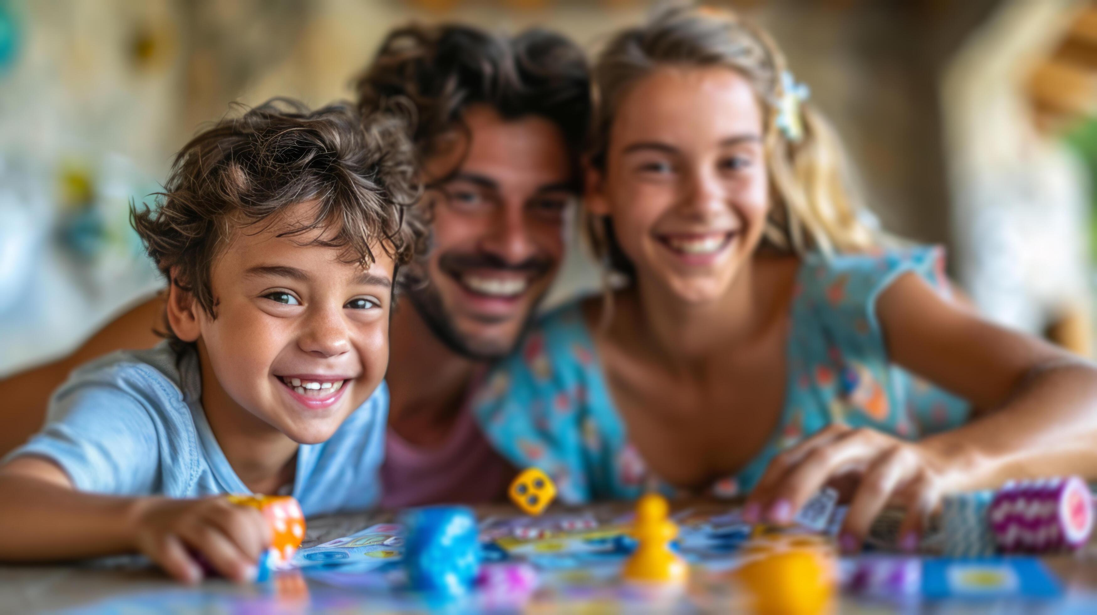 AI generated Family Playing a Board Game Together Stock Free