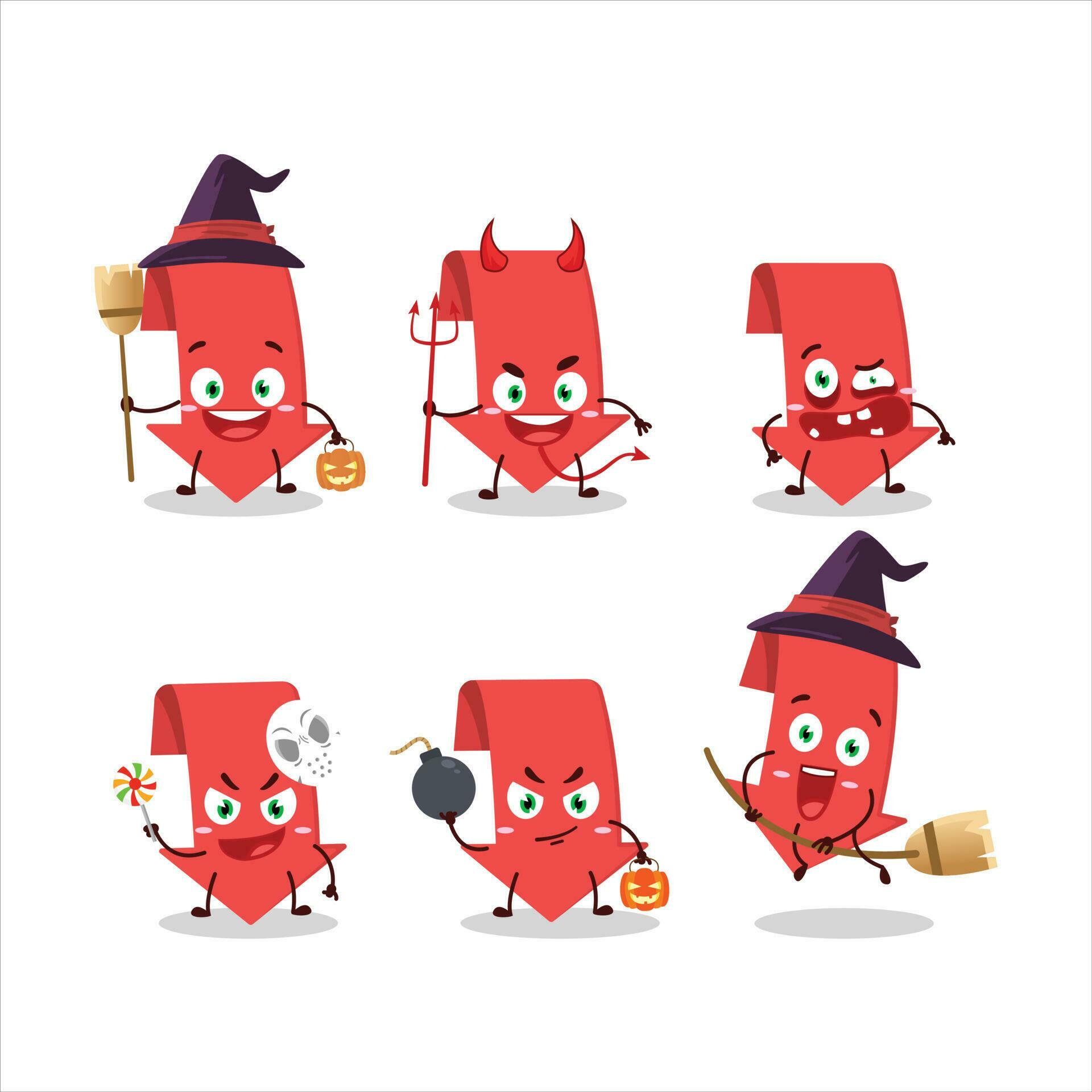 Halloween expression emoticons with cartoon character of arrow down Stock Free and Free SVG