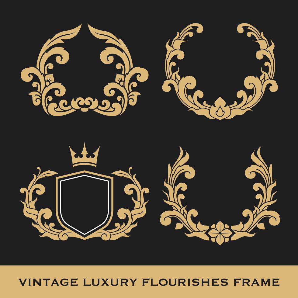 Set of Vintage Luxury Monogram Frame Template Design Stock Free