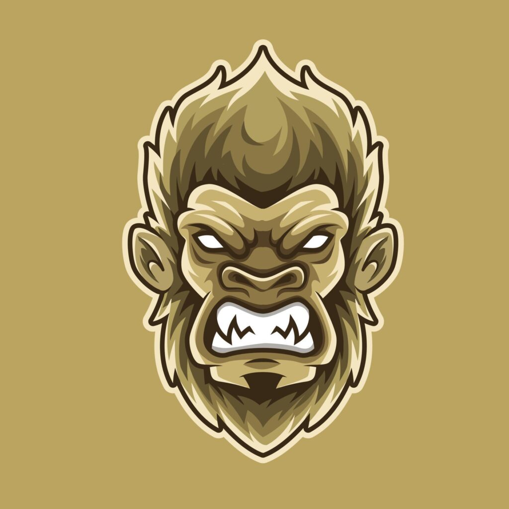 angry gorilla head, mascot logo illustration for esport team and streamer Stock Free