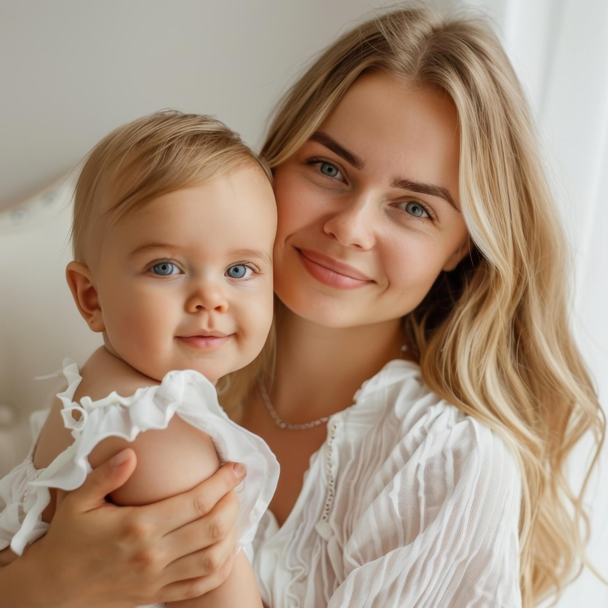 Mother holding young child in a tender family moment Stock Free