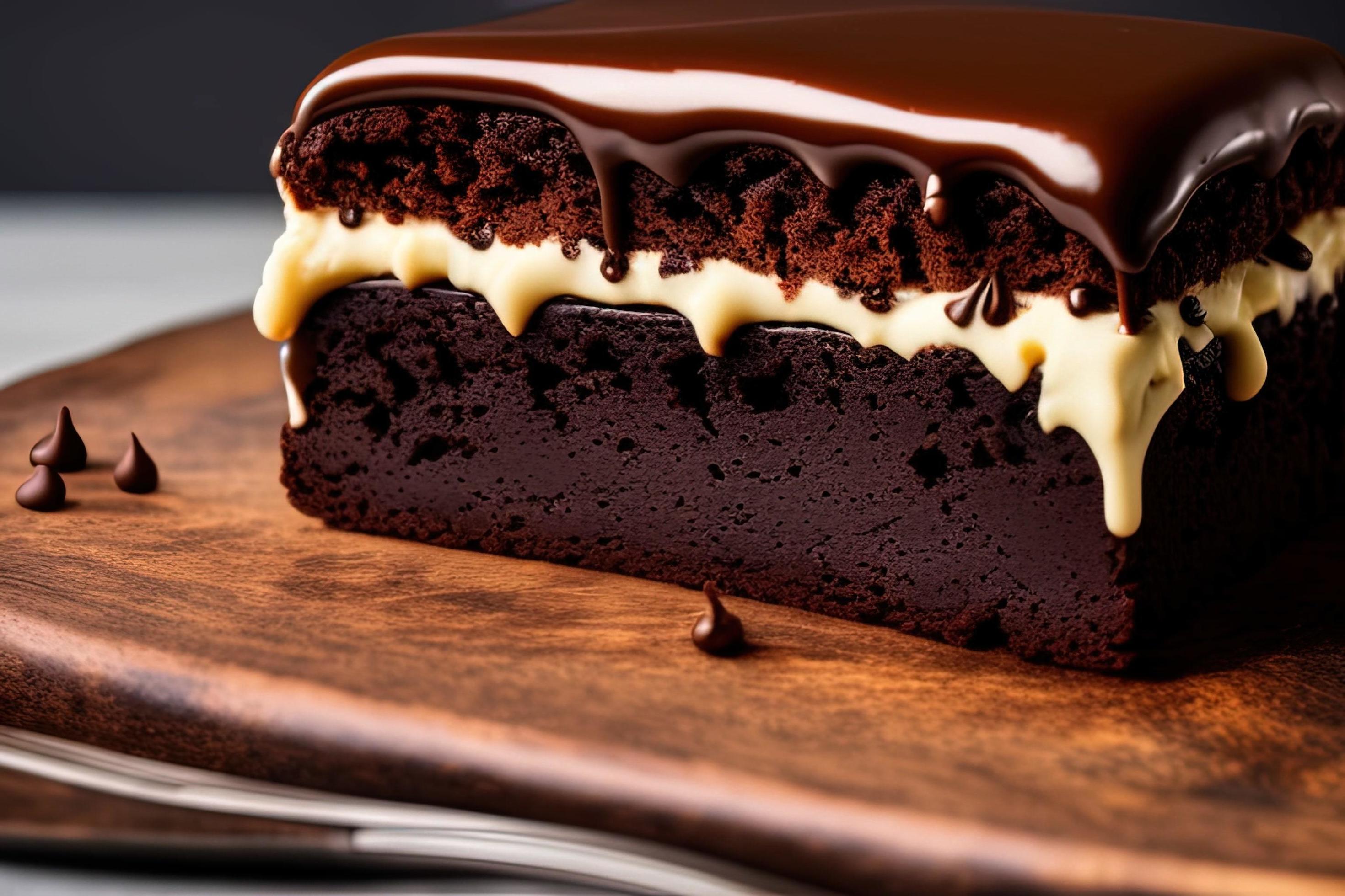 professional food photographyCoffee brownie covered with chocolate glaze with free space around it Stock Free