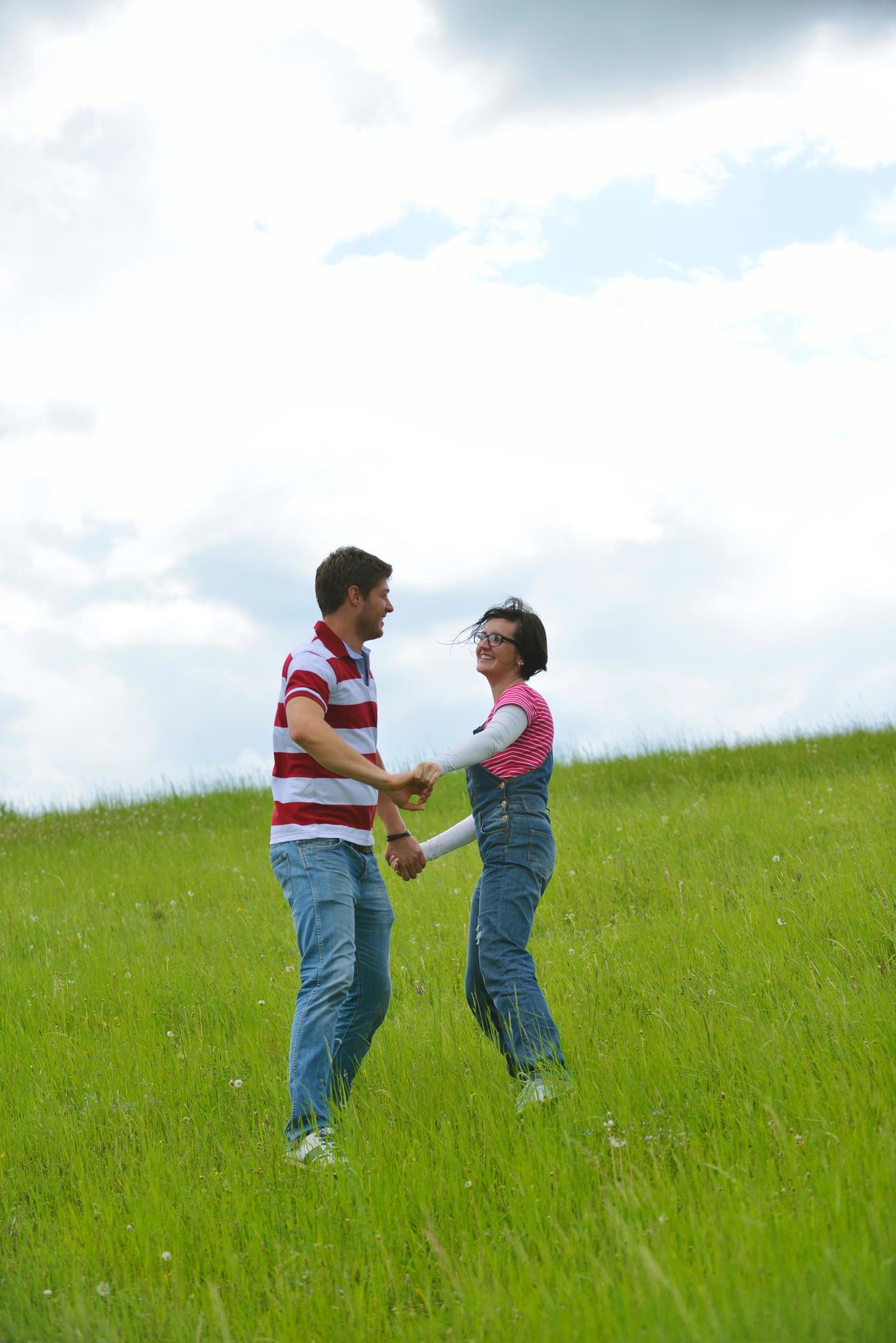 romantic young couple in love together outdoor Stock Free