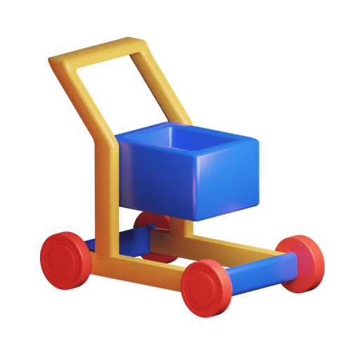 Cart, shopping, bam 3D illustration