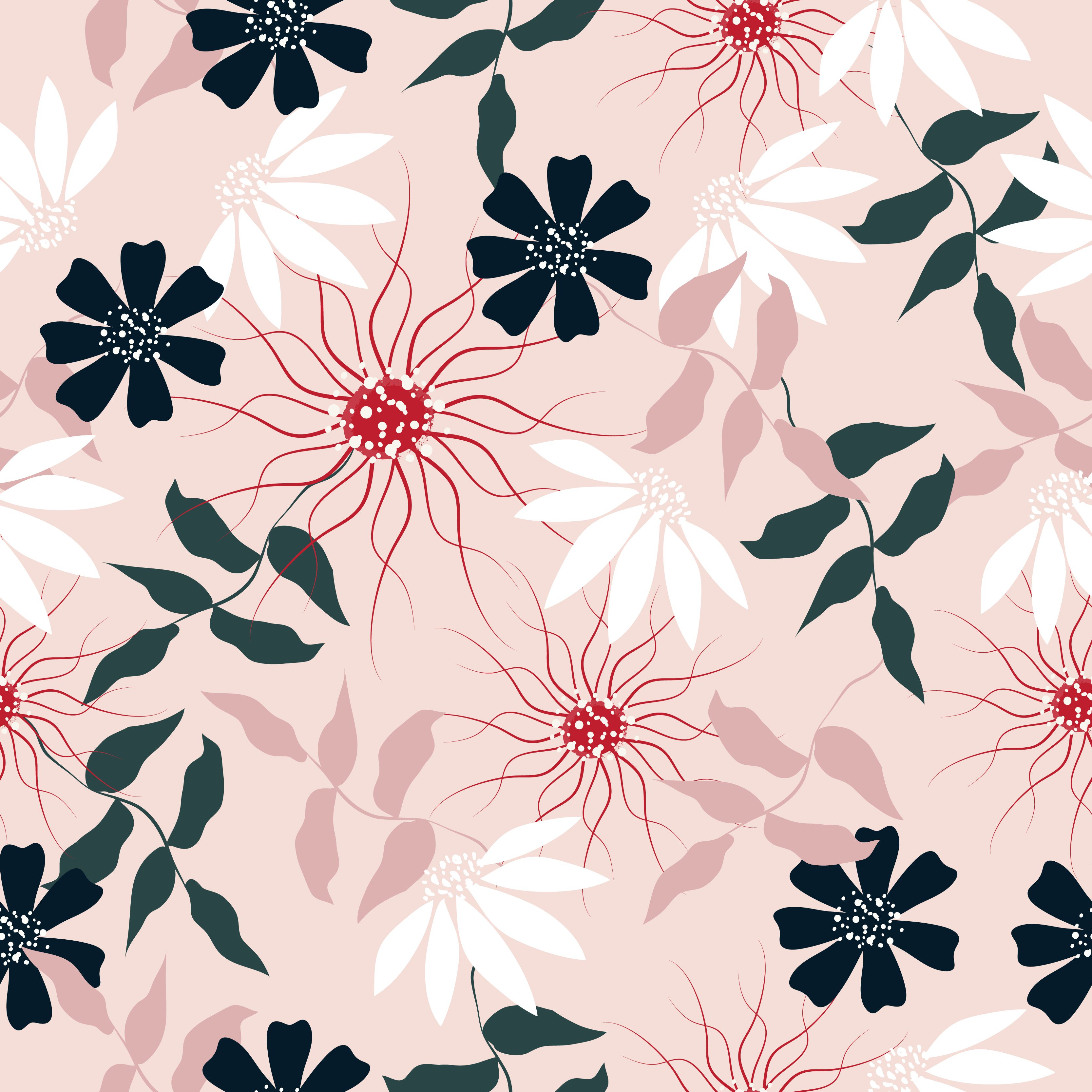 Sweet pink floral pattern Free Vector