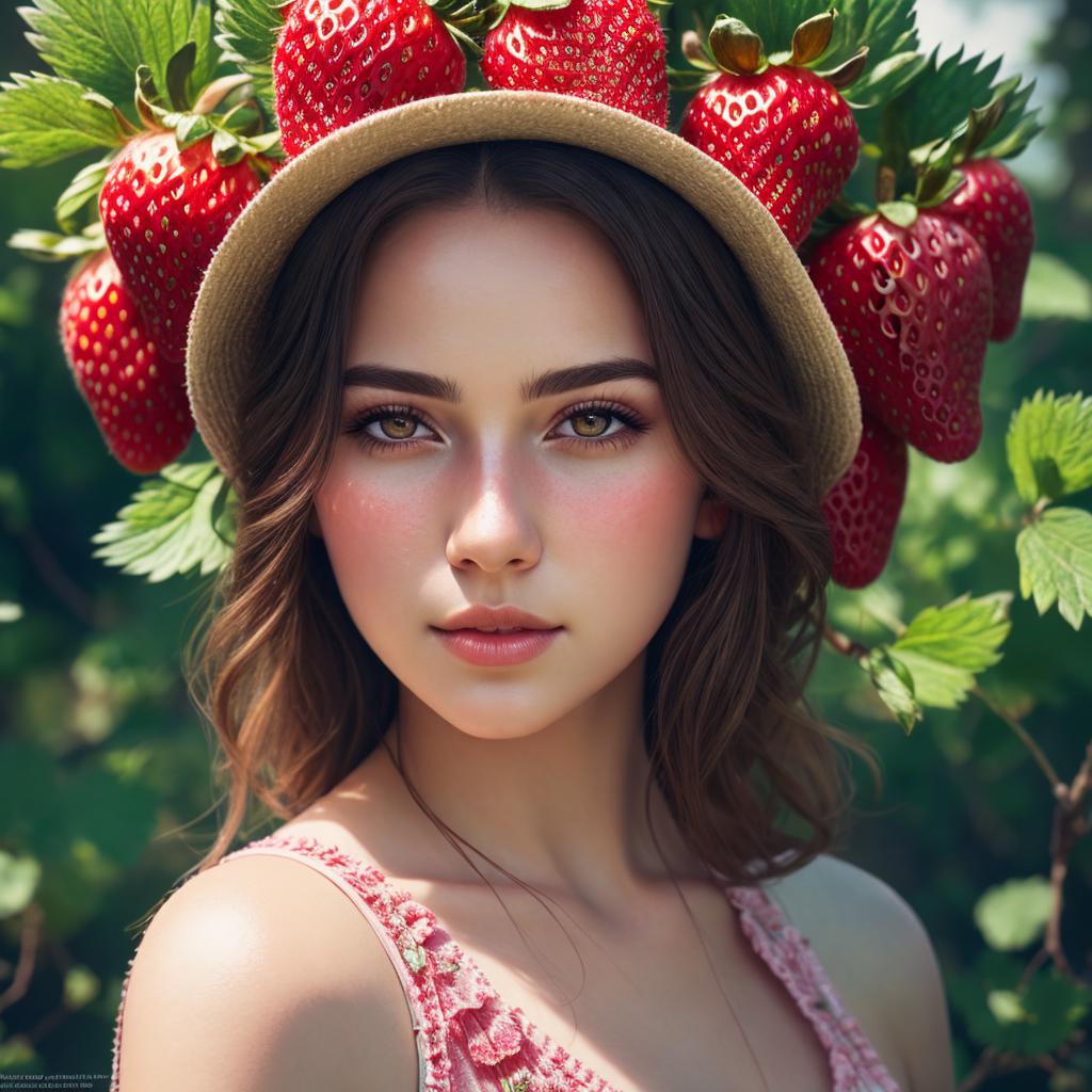 Strawberry humanisation. Summer atmosphere by @ai_generated